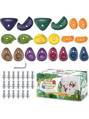 20Pcs Kids Rock Wall Climbing Holds - Indoor/Outdoor Climbing Grips Set